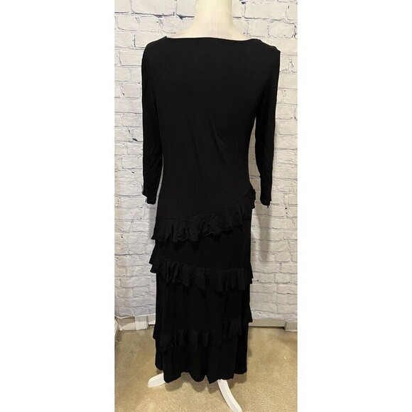 Multiples Long Sleeve Black Ruffle Long Maxi Dress - Soft And Stretchy - Size M - Picture 6 of 10